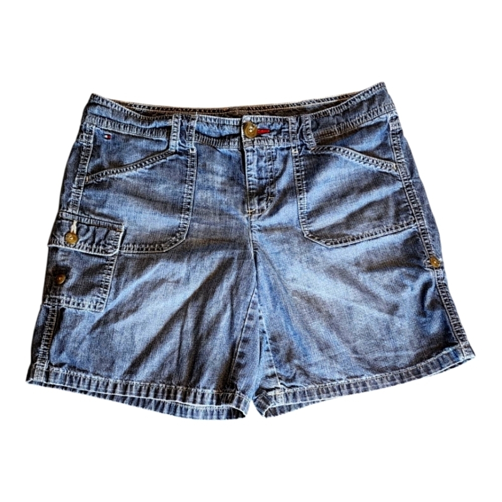 Tommy Hilfiger Denim Cargo Shorts Women’s Size 6 Medium Wash Casual Utility